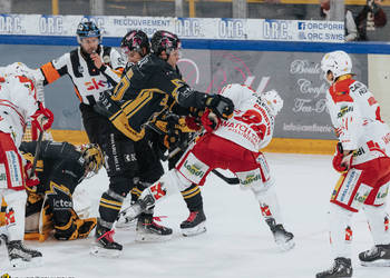 90 Fischer Jannik, C.G Photographie, Club National League, Colin Girard, HCA, HCA Vs EHCB, HCAjoie, Hockey Club Ajoie, Joueurs 1ERE, NL, National League, Porrentruy, RAIFFEISEN ARENA, Saison 2024-25, cross check, hockey, maillot noir