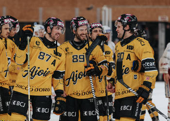 87 Pedretti Marco, 89 Palve Oula, 90 Fischer Jannik, C.G Photographie, Club National League, Colin Girard, Fin de match, HCA, HCA Vs SCRJ, HCAjoie, Hockey Club Ajoie, Joueurs 1ERE, NL, National League, Porrentruy, RAIFFEISEN ARENA, Saison 2024-25, Victoire, complicité, hockey, sourire