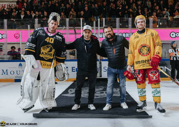 40 Ciaccio Damiano, Beutcher du match, C.G Photographie, Club National League, Colin Girard, Fin de match, Gardien, HC Ajoie, HCA, HCA Vs SCLTigers, NL, National League, Qoqa, RAIFFEISEN ARENA, Saison 2025-26, Saison25-26, hockey, sponsor