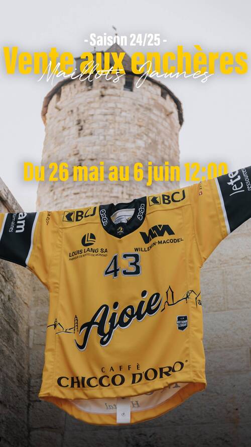 enchérissez sur le 3e jeu de maillots du HC Ajoie