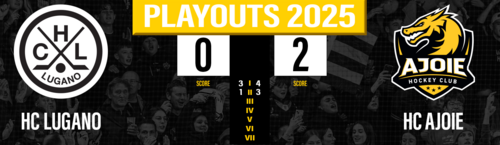 Ajoie mène 2 victoires à 0 face à lugano dans ces playouts 2025