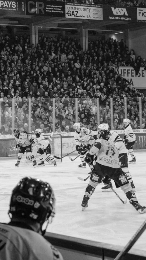 HC Ajoie - LHC, KOP, photo en noir et blanc