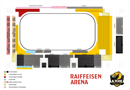 Plan détaillé des places et des secteurs de la Raiffeisen Arena pour la saison 2024/2025
